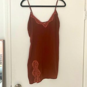 Urban Outfitters- Burnt Orange, Lacey Slip Dress